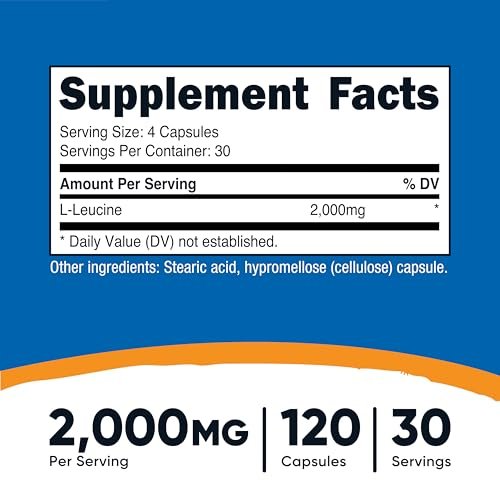 Nutricost L-Leucin 2.000 mg, 120 vegane Kapseln, Non-GMO, glutenfrei, 30 Portionen