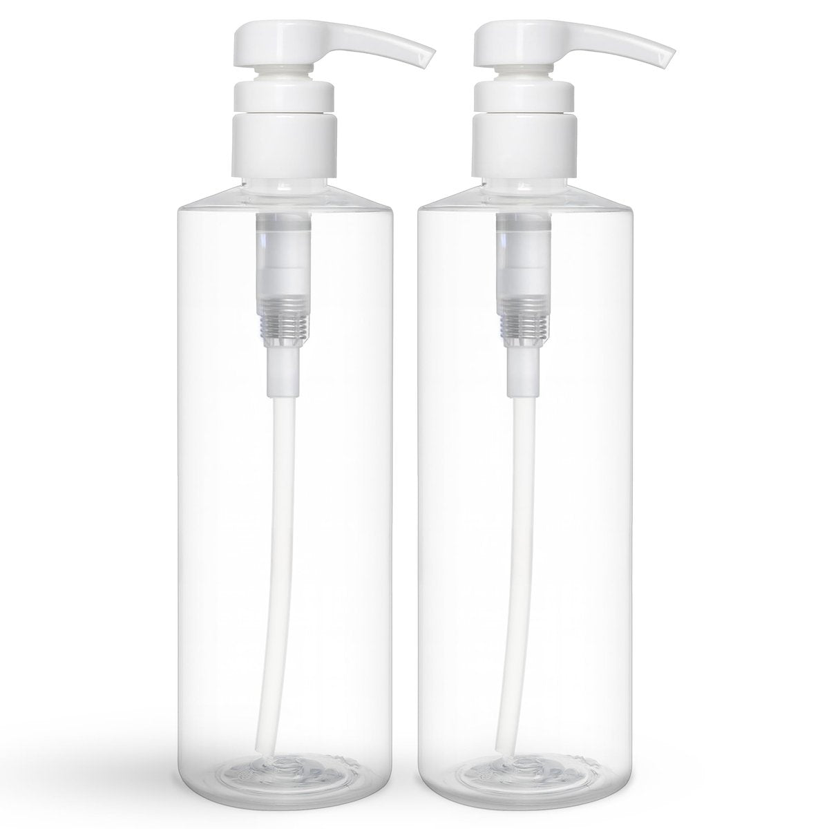 BRIGHTFROM Leere Pumpspenderflaschen 16 oz, BPA-freie nachfüllbare Behälter aus PET-Kunststoff, ideal für Seife, Shampoo, Lotionen, Flüssigseife, Cremes und Massageöle, 2er-Pack (weiße Pumpe)