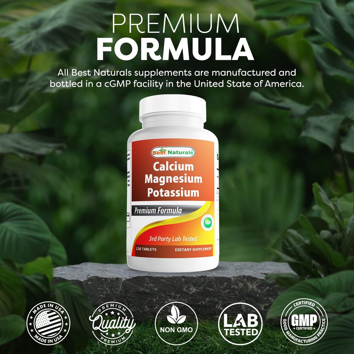 Best Naturals Calcium Magnesium Kalium - 120 Tabletten - Non-GMO & Glutenfrei