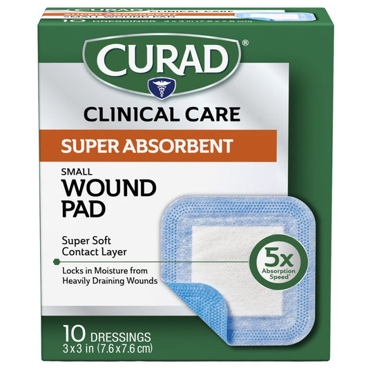 Curad Super Saugfähige Wundauflage, Klein, 7,6 cm x 7,6 cm, 10 Stück