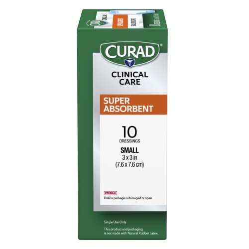 Curad Superabsorbierender Wundverband, Klein, 3" x 3", 10 Stück, 3er-Pack