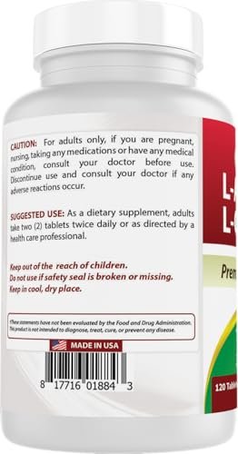 Best Naturals L-Arginin L-Ornithin - 1000 mg pro Portion - 120 Tabletten - Non-GMO & Glutenfrei
