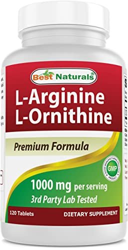 Best Naturals L-Arginin L-Ornithin - 1000 mg pro Portion - 120 Tabletten - Non-GMO & Glutenfrei