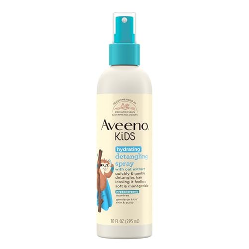 Aveeno Kids Feuchtigkeitsspendender Entwirrungsspray mit Haferextrakt – Sanftes, tränenfreies Entwirrungsspray für Kinder, hypoallergen, für empfindliche Haut & Kopfhaut, 10 fl. oz