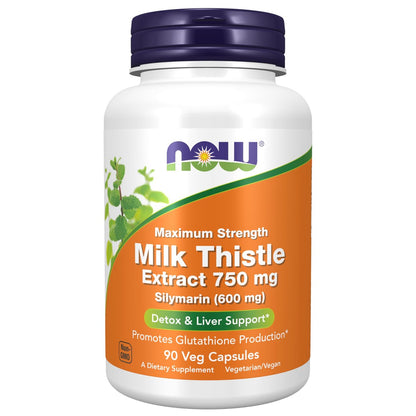 Now Foods Mariendistel-Extrakt 750 mg Silymarin (600 mg), Höchste Stärke - 90 vegane Kapseln