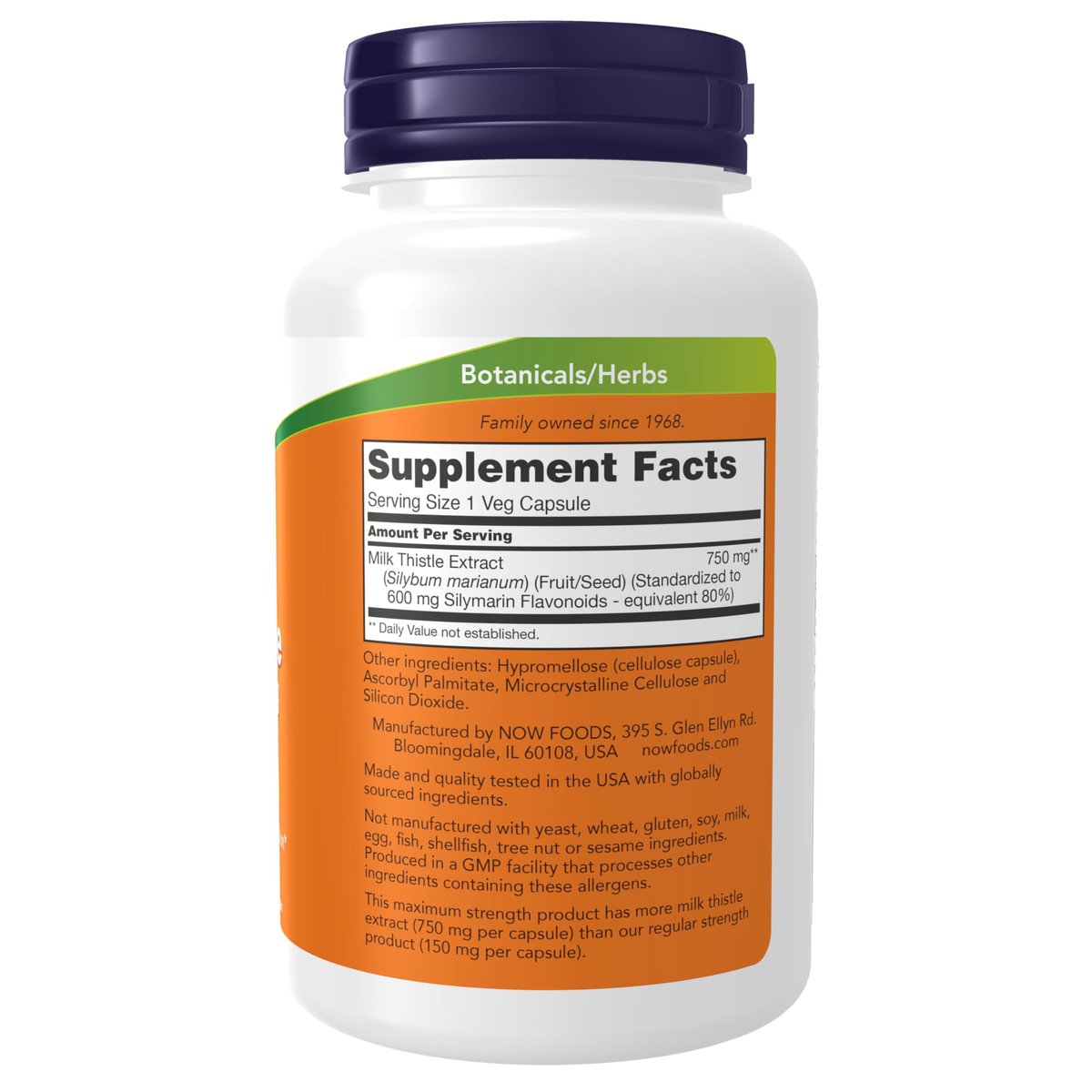 Now Foods Mariendistel-Extrakt 750 mg Silymarin (600 mg), Höchste Stärke - 90 vegane Kapseln