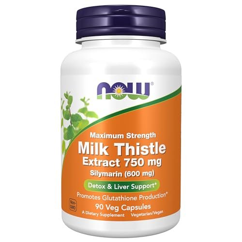 Now Foods Mariendistel-Extrakt 750 mg Silymarin (600 mg), Höchste Stärke - 90 vegane Kapseln