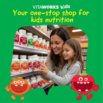 VitaWorks Kids Biotin 5000 mcg Lutschtabletten | Leckeres Biotin-Präparat für Kinder | Vegan, Ohne Gentechnik | Für Haarwachstum, Haut und Nägel | 120 Lutschtabletten