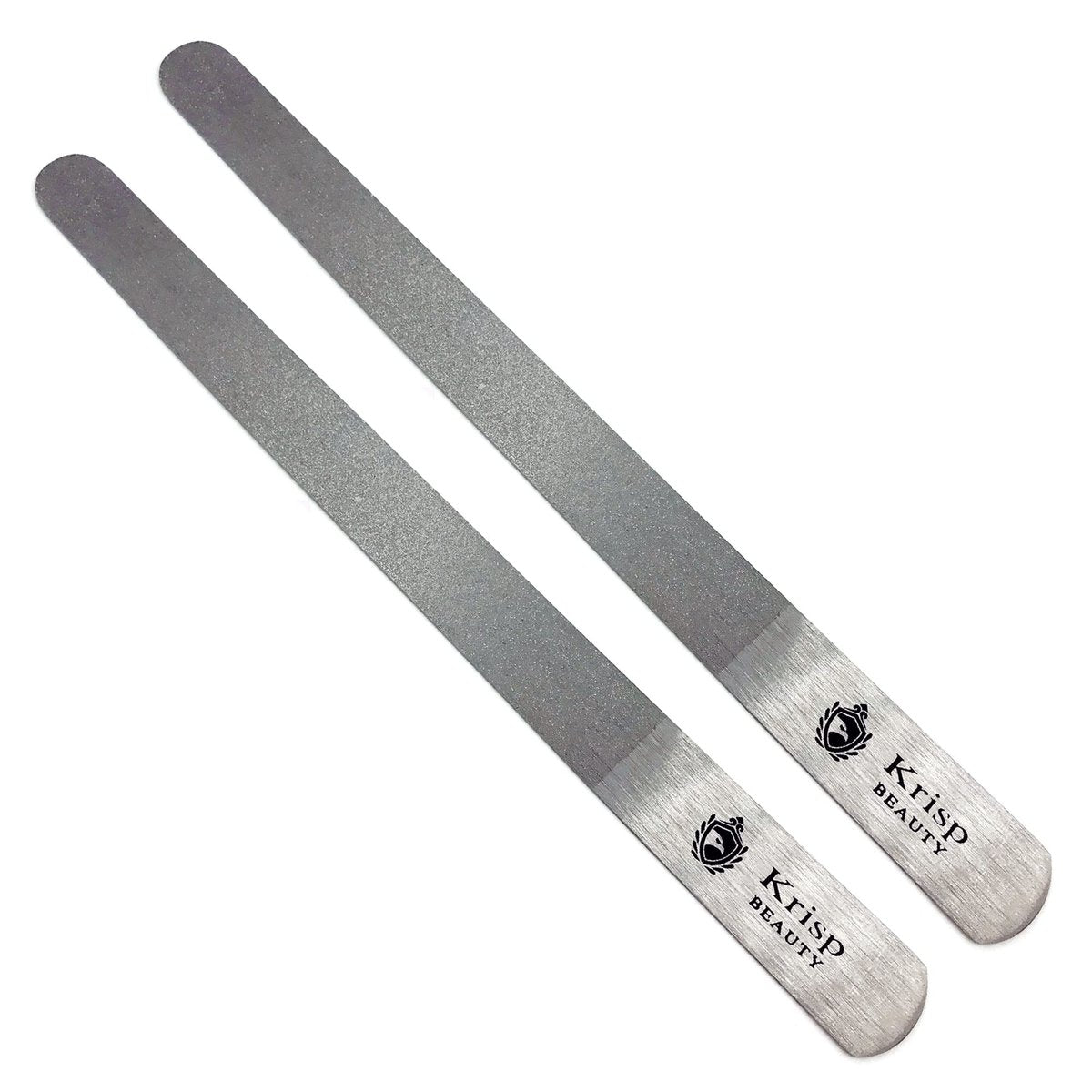 Edelstahl Diamant-Nagelfeile Maniküre Pediküre Metall 7 Zoll, Doppelseitig mit Staubbeschichtung für Natürliche oder Acryl-Nägel (2er-Pack) von Krisp Beauty