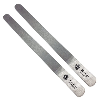 Edelstahl Diamant-Nagelfeile Maniküre Pediküre Metall 7 Zoll, Doppelseitig mit Staubbeschichtung für Natürliche oder Acryl-Nägel (2er-Pack) von Krisp Beauty