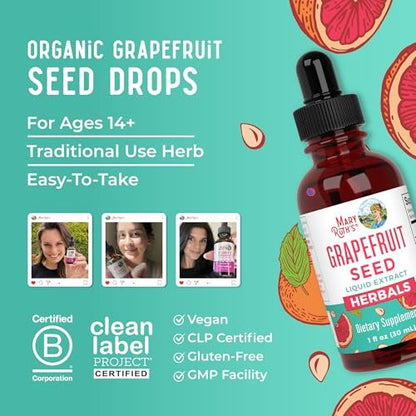 MARYRUTH'S Organics Grapefruitkern-Extrakt Tropfen | Schale & Kern | Kräutertinktur Flüssig | Zuckerfrei | Vegan | Non-GMO | Glutenfrei | Ungesüßt | 30 Portionen | 1 Fl Oz