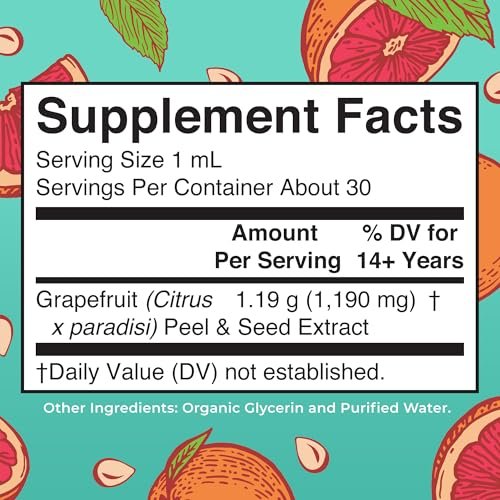 MARYRUTH'S Organics Grapefruitkern-Extrakt Tropfen | Schale & Kern | Kräutertinktur Flüssig | Zuckerfrei | Vegan | Non-GMO | Glutenfrei | Ungesüßt | 30 Portionen | 1 Fl Oz