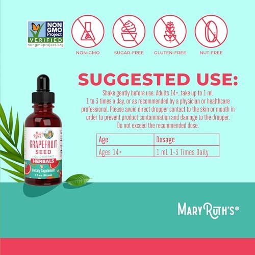 MARYRUTH'S Organics Grapefruitkern-Extrakt Tropfen | Schale & Kern | Kräutertinktur Flüssig | Zuckerfrei | Vegan | Non-GMO | Glutenfrei | Ungesüßt | 30 Portionen | 1 Fl Oz