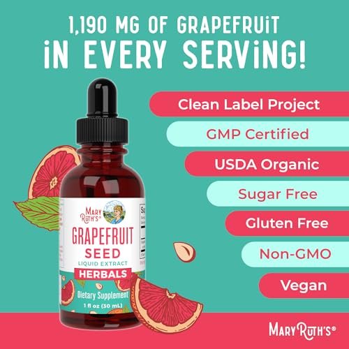 MARYRUTH'S Organics Grapefruitkern-Extrakt Tropfen | Schale & Kern | Kräutertinktur Flüssig | Zuckerfrei | Vegan | Non-GMO | Glutenfrei | Ungesüßt | 30 Portionen | 1 Fl Oz