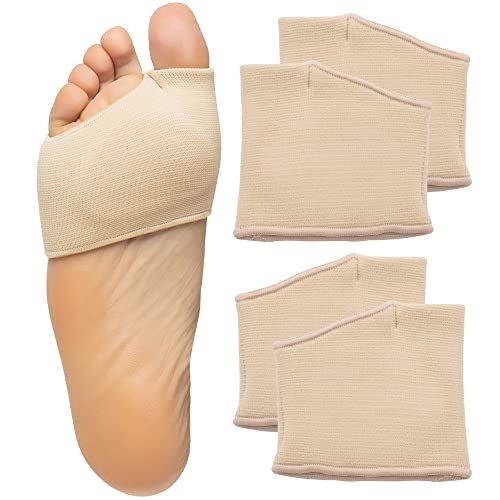 ZenToes Metatarsalpolster für Damen und Herren – Ballen-Schmerzlinderung bei Sesamoiditis, Metatarsalgie, Morton-Neurom – 2 Paar Stoffhüllen mit Gel-Einlagen (Medium, Beige)