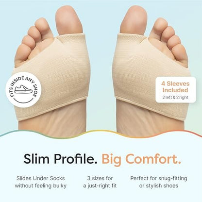 ZenToes Metatarsalpolster für Damen und Herren – Ballen-Schmerzlinderung bei Sesamoiditis, Metatarsalgie, Morton-Neurom – 2 Paar Stoffhüllen mit Gel-Einlagen (Medium, Beige)