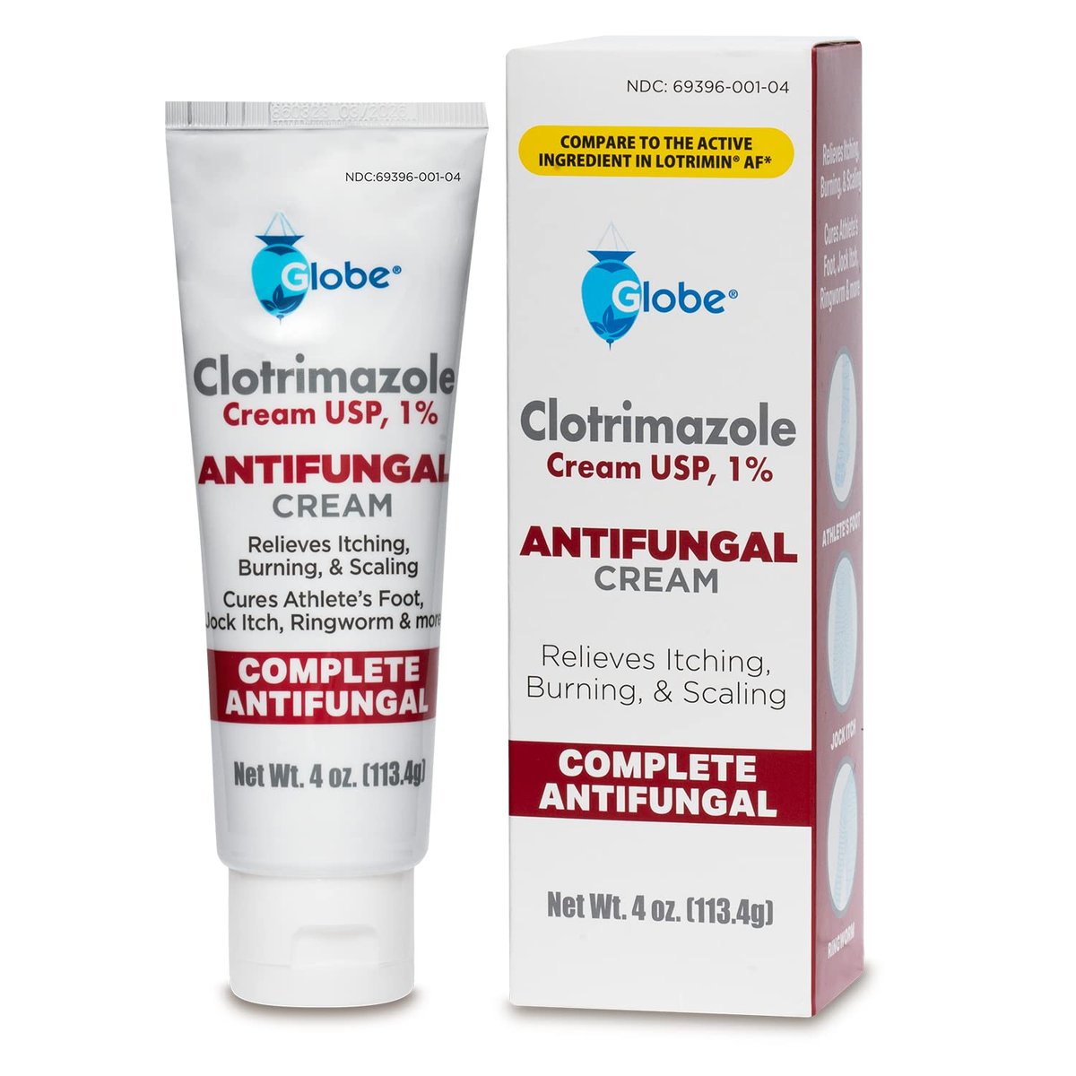 Globe Clotrimazol Antimykotikum Creme 1% USP, 113 g – Behandlung gegen Fußpilz, Juckreiz, Brennen, Risse und Schuppen