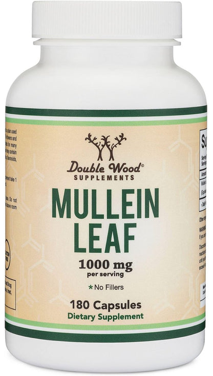 Double Wood Supplements Mulleinblatt Kapseln, 180 vegane Kapseln ohne Füllstoffe, Unterstützt Lungen- und Atemwegsgesundheit