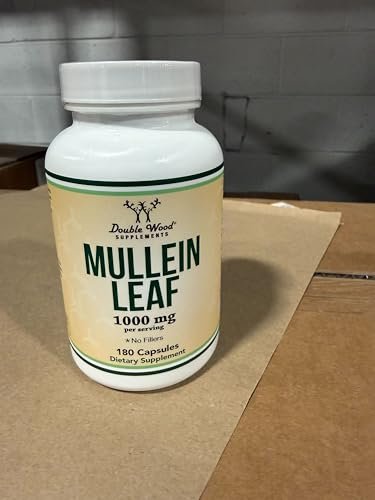 Double Wood Supplements Mulleinblatt Kapseln, 180 vegane Kapseln ohne Füllstoffe, Unterstützt Lungen- und Atemwegsgesundheit