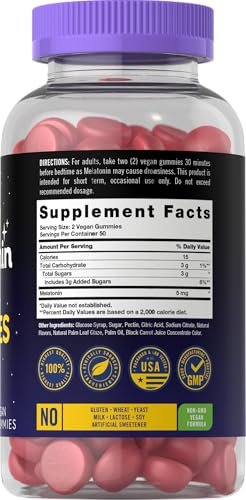 Carlyle Melatonin 5mg Gummis | 100 Stück | Beerengeschmack | 100% Arzneimittelfrei | Nicht-GVO, Glutenfrei