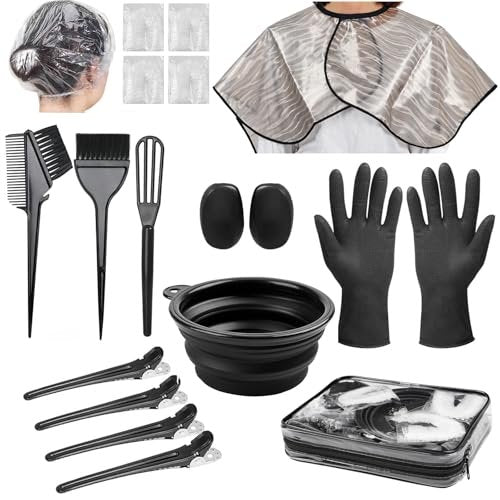 Xarchy 19-teiliges professionelles Haarbleich-Set – Haarfärbe-Zubehör mit Pinsel, Schüssel, Clips und Applikator für Strähnchen und Coloration zu Hause