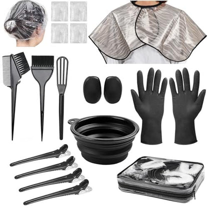Xarchy 19-teiliges professionelles Haarbleich-Set – Haarfärbe-Zubehör mit Pinsel, Schüssel, Clips und Applikator für Strähnchen und Coloration zu Hause
