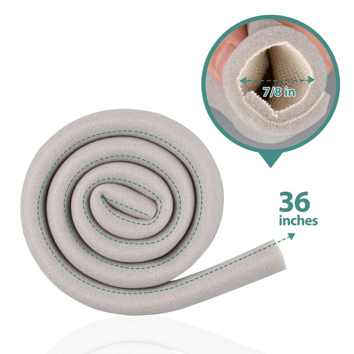 Ultrassist Zehenschlauch mit Überlappung, Medium, 7/8" Innendurchmesser, 36" Rolle, Grau – Schwamm-Zehenprotektoren für Blasen, Ballen, Hühneraugen