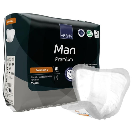 Abena Man Premium Inkontinenz-Einlagen, Größe 0-2, Formel 2, 15 Stück
