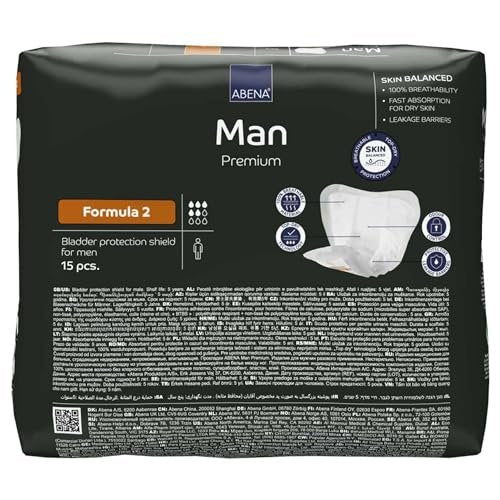 Abena Man Premium Inkontinenz-Einlagen, Größe 0-2, Formel 2, 15 Stück