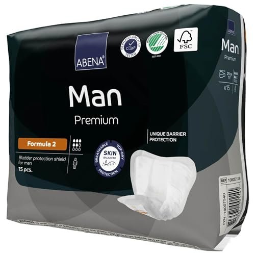 Abena Man Premium Inkontinenz-Einlagen, Größe 0-2, Formel 2, 15 Stück