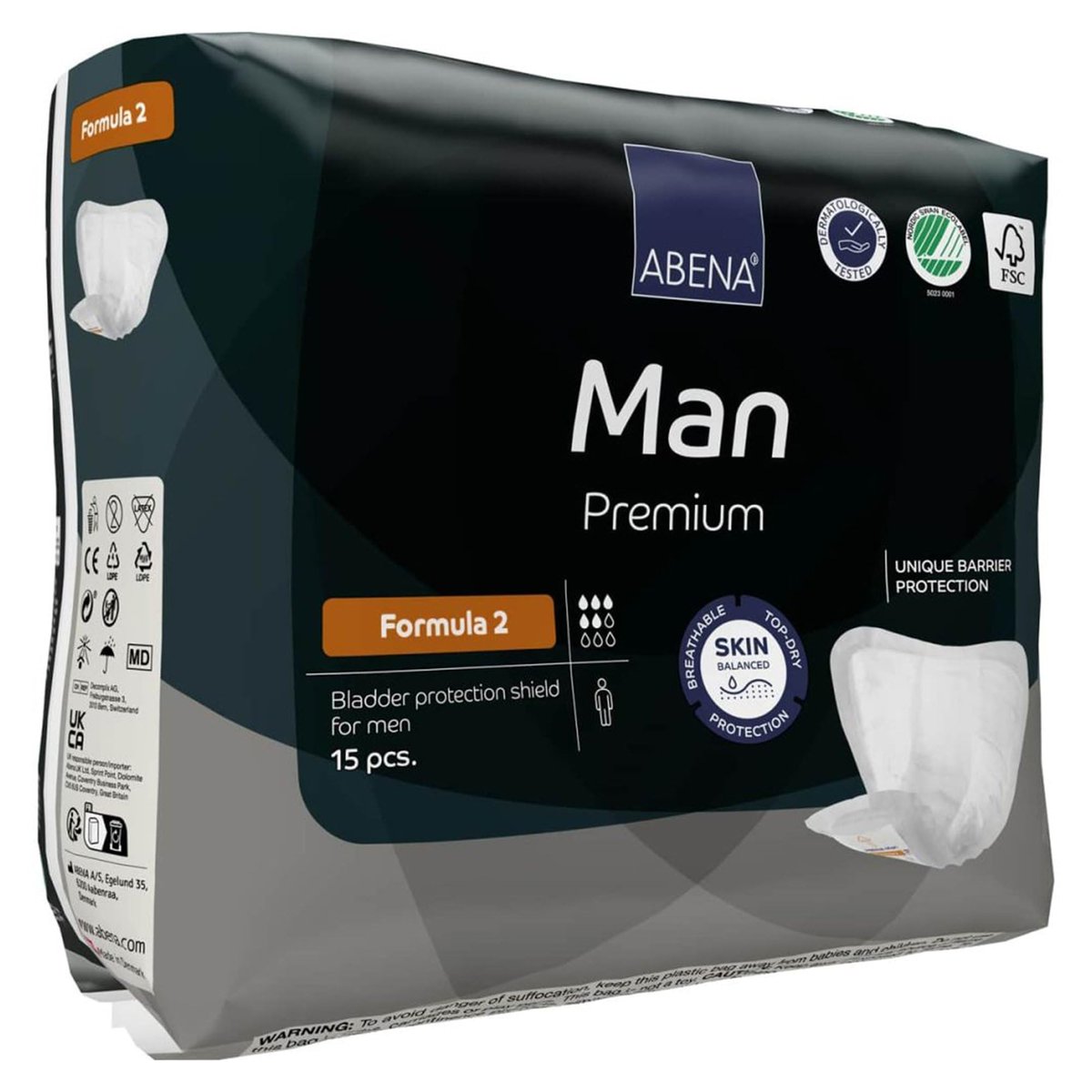 Abena Man Premium Inkontinenz-Einlagen, Größe 0-2, Formel 2, 15 Stück