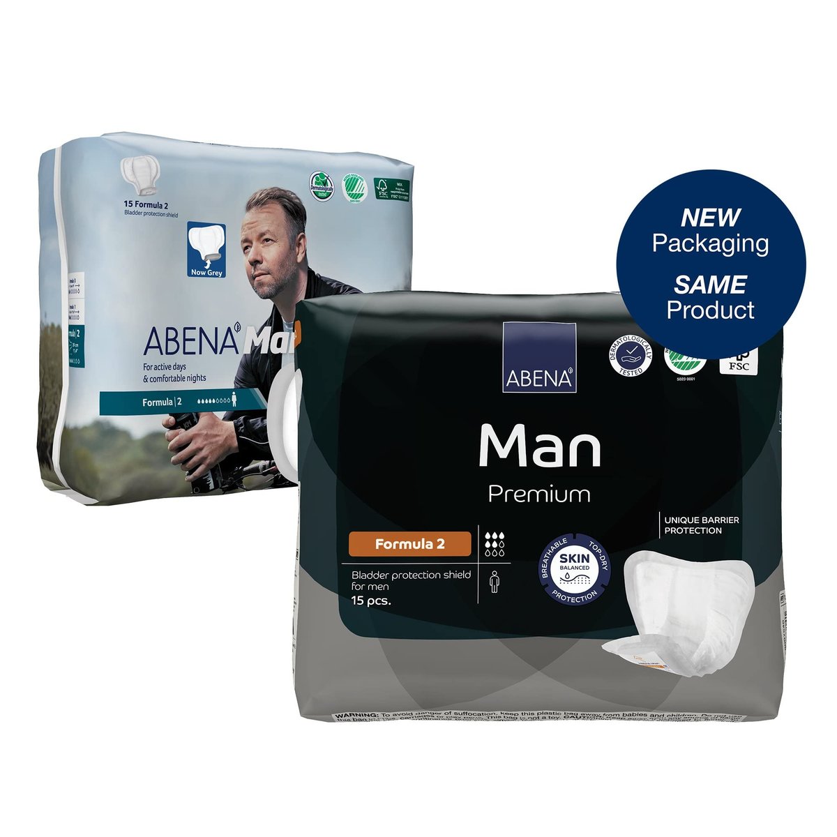 Abena Man Premium Inkontinenz-Einlagen, Größe 0-2, Formel 2, 15 Stück