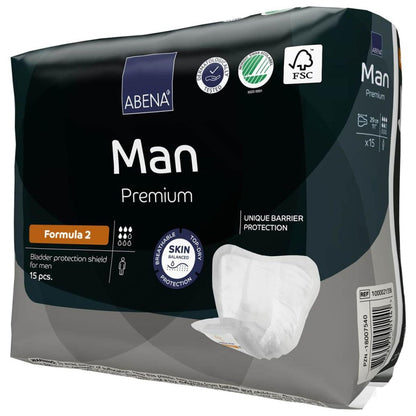 Abena Man Premium Inkontinenz-Einlagen, Größe 0-2, Formel 2, 15 Stück