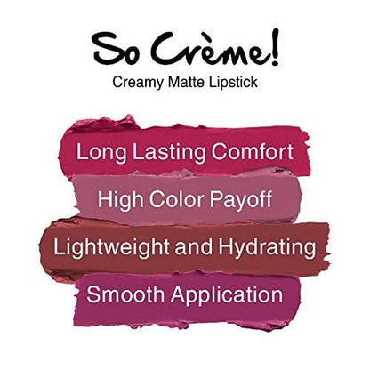 Nykaa Cosmetics So Creme Creamy Matt Lippenstift - Lang anhaltende Lippenfarbe für Frauen - Gewichtsloser Lippenstift mit samtiger Textur - Wakeup Makeup - 0,1 oz