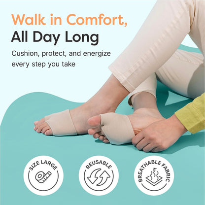 ZenToes Metatarsal-Pads für Damen und Herren – Ballenpolster zur Schmerzlinderung bei Sesamoiditis, Metatarsalgie, Morton-Neurom – 2 Paar Stoffhüllen mit Gel-Einlagen (Large, Beige)