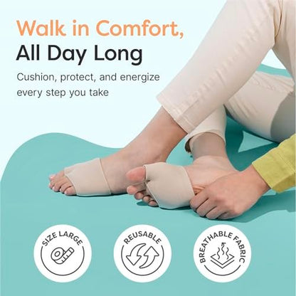 ZenToes Metatarsal-Pads für Damen und Herren – Ballenpolster zur Schmerzlinderung bei Sesamoiditis, Metatarsalgie, Morton-Neurom – 2 Paar Stoffhüllen mit Gel-Einlagen (Large, Beige)