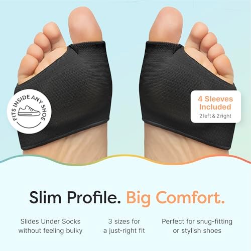 ZenToes Metatarsal-Pads für Männer und Frauen – Ballenpolster zur Schmerzlinderung bei Sesamoiditis, Metatarsalgie, Morton-Neurom – 2 Paar Stoffhüllen mit Gel-Einlagen (Medium, Schwarz)