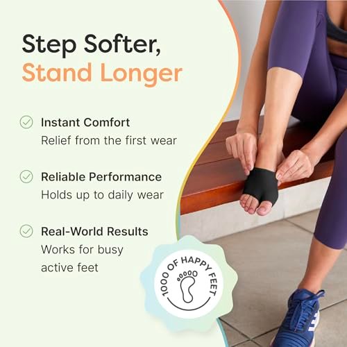 ZenToes Metatarsal-Pads für Männer und Frauen – Ballenpolster zur Schmerzlinderung bei Sesamoiditis, Metatarsalgie, Morton-Neurom – 2 Paar Stoffhüllen mit Gel-Einlagen (Medium, Schwarz)