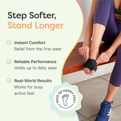 ZenToes Metatarsal-Pads für Männer und Frauen – Ballenpolster zur Schmerzlinderung bei Sesamoiditis, Metatarsalgie, Morton-Neurom – 2 Paar Stoffhüllen mit Gel-Einlagen (Medium, Schwarz)
