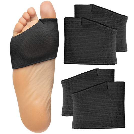 ZenToes Metatarsal-Pads für Männer und Frauen – Ballenpolster zur Schmerzlinderung bei Sesamoiditis, Metatarsalgie, Morton-Neurom – 2 Paar Stoffhüllen mit Gel-Einlagen (Medium, Schwarz)