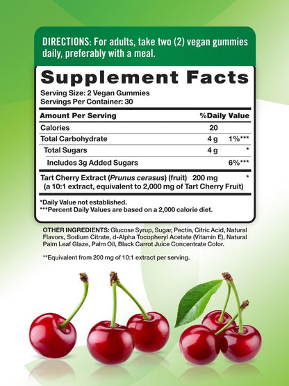 Nature's Truth Sauerkirsch-Gummis | 60 Stück | Vegan, Non-GMO & Glutenfrei | Kirschgeschmack
