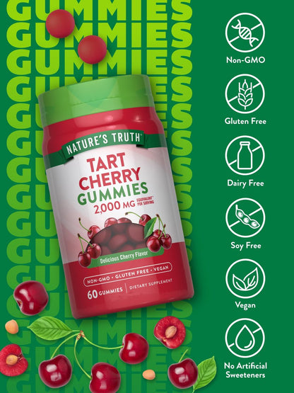 Nature's Truth Sauerkirsch-Gummis | 60 Stück | Vegan, Non-GMO & Glutenfrei | Kirschgeschmack