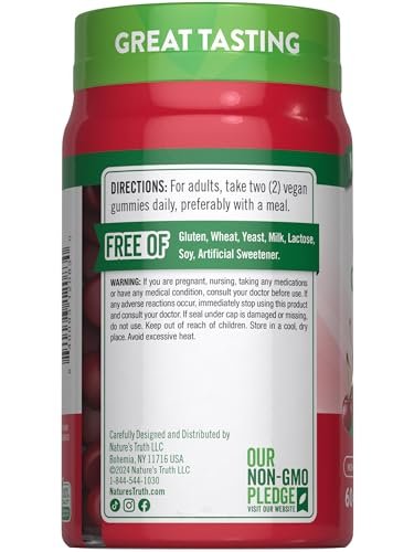 Nature's Truth Sauerkirsch-Gummis | 60 Stück | Vegan, Non-GMO & Glutenfrei | Kirschgeschmack