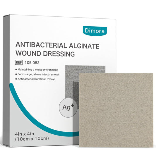 Dimora 10er-Pack Silber-Antibakterielle Alginat-Wundauflagen, nicht haftende sterile Mullkompressen, hoch saugfähig & bequem, 10 x 10 cm