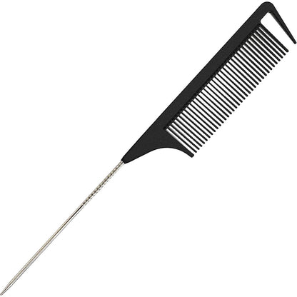 9,3 Zoll Rattenschwanzkamm für Friseure, Scheitelkamm für Flechtfrisuren, Edelstahl-Rattenschwanzkamm zum Abteilen, Toupieren und Stylen (Schwarz)