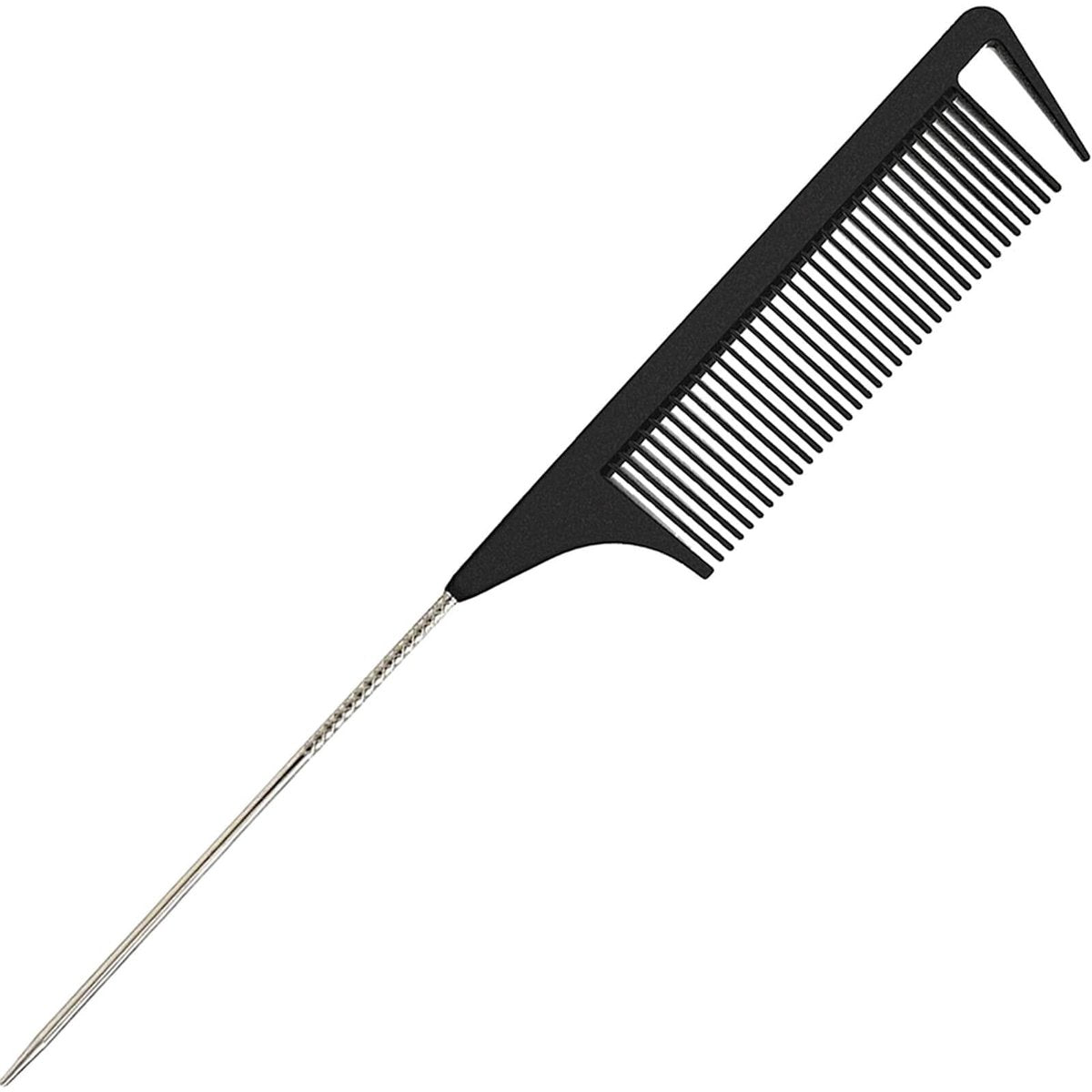 9,3 Zoll Rattenschwanzkamm für Friseure, Scheitelkamm für Flechtfrisuren, Edelstahl-Rattenschwanzkamm zum Abteilen, Toupieren und Stylen (Schwarz)