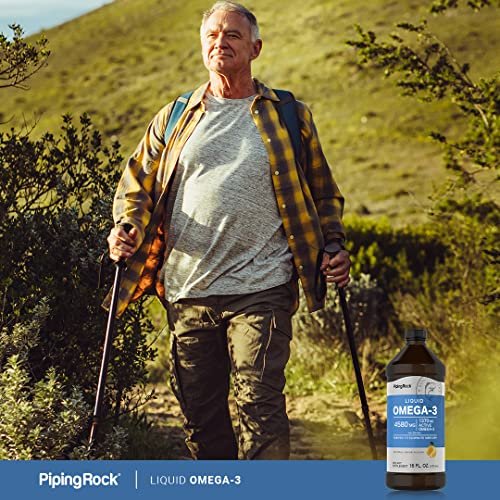 Piping Rock Omega 3 Fischöl flüssig | 473 ml | Quecksilberfrei | Zitronengeschmack | 1370 mg aktive Omega-3 | für Männer und Frauen | Nicht-GVO, Glutenfrei