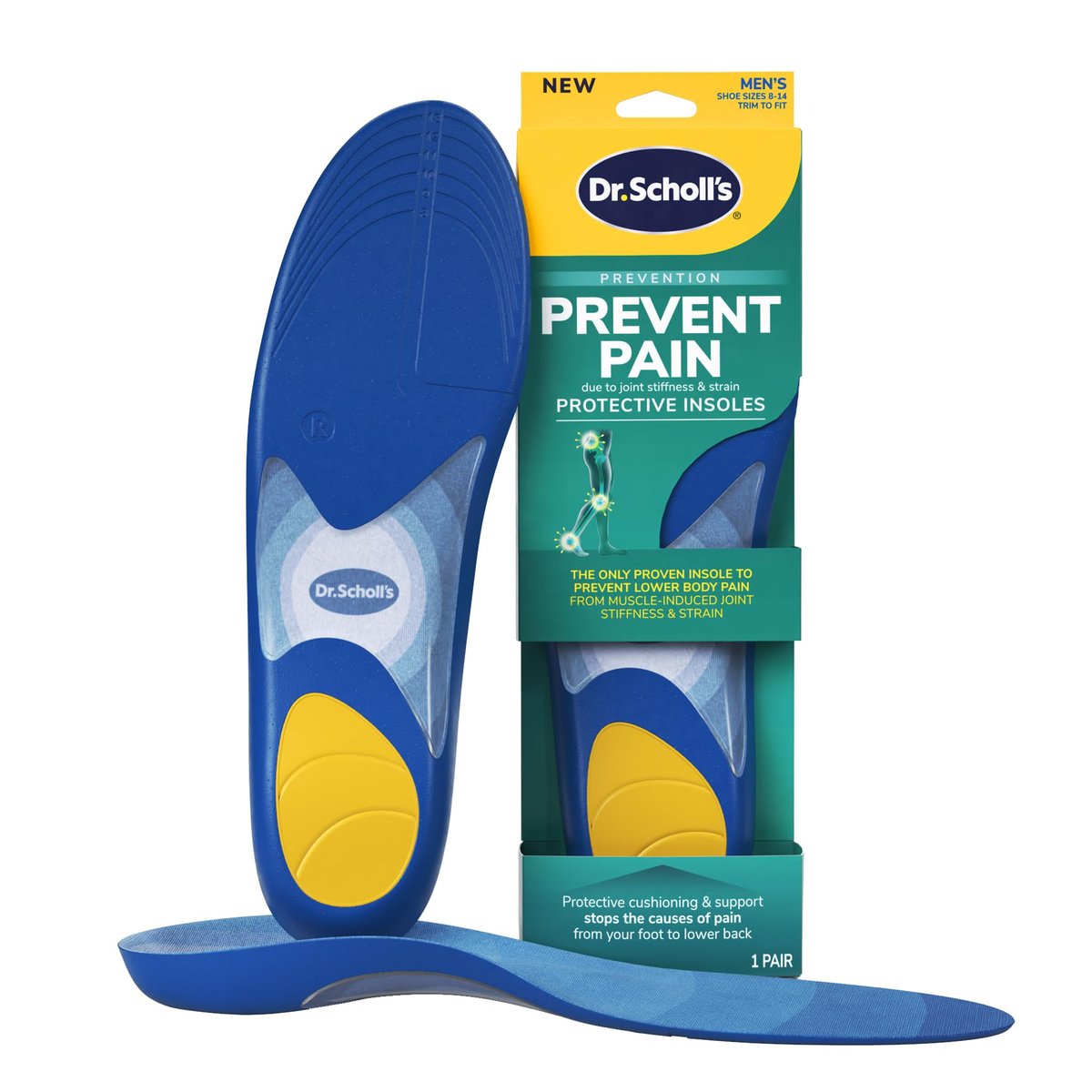 Dr. Scholl's Prevent Pain Protective Einlegesohlen – Schutz vor Fuß-, Knie- und Rückenschmerzen für Herren Größe 8-14