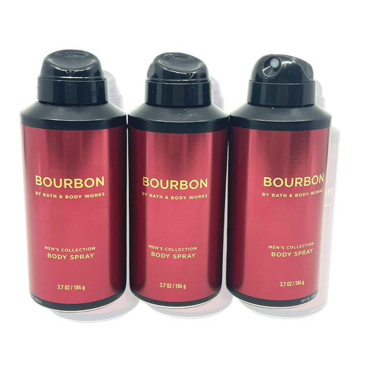 Bath & Body Works Bourbon Body Spray 3er-Pack – Herrenduft 3,7 oz (je 1,23 Fl Oz)