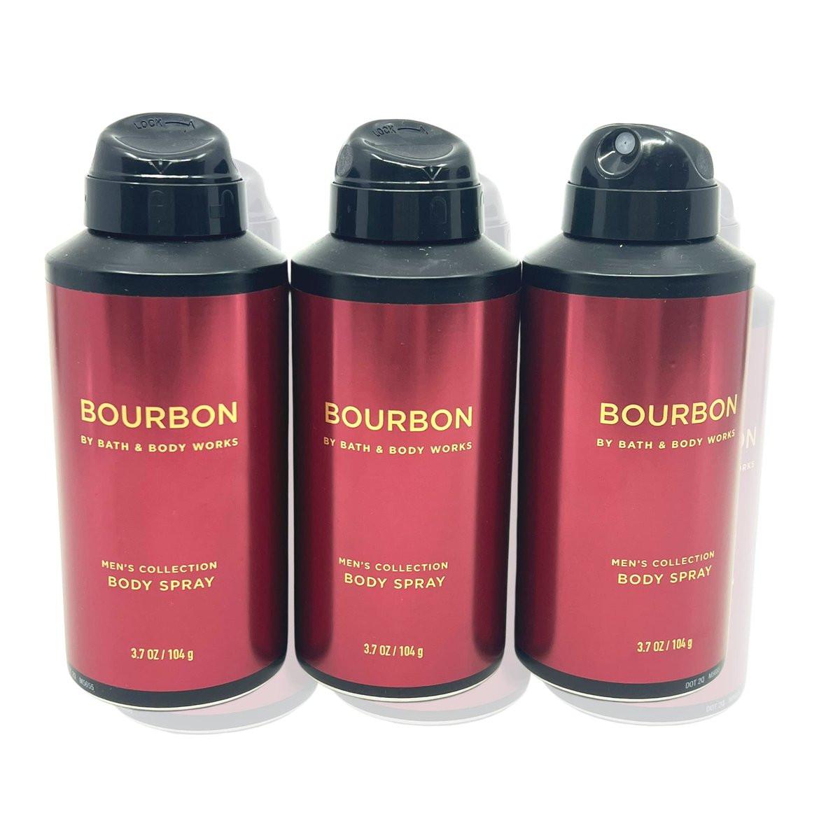 Bath & Body Works Bourbon Body Spray 3er-Pack – Herrenduft 3,7 oz (je 1,23 Fl Oz)